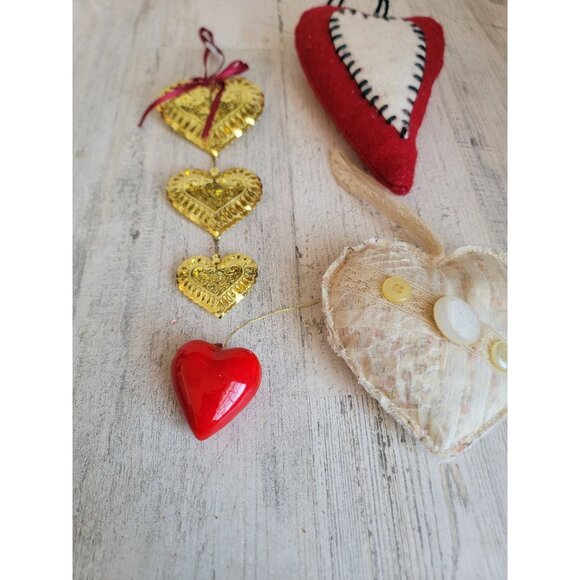 Unique plush heart golden ornament Xmas set - Picture 3 of 6